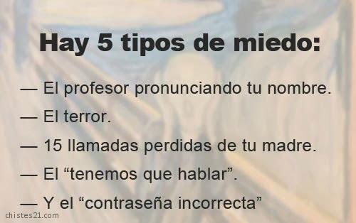 5 tipos de miedo